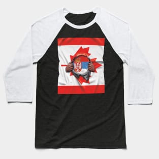 Serbia Flag Canadian Flag Ripped - Gift for Serbian From Serbia Baseball T-Shirt